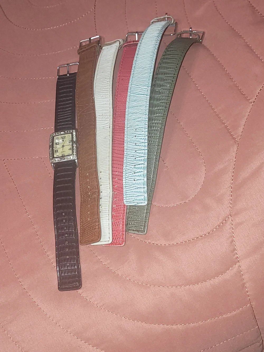 Multi-Color Interchangeable Leather Watch Strap Set And Various Bracelets